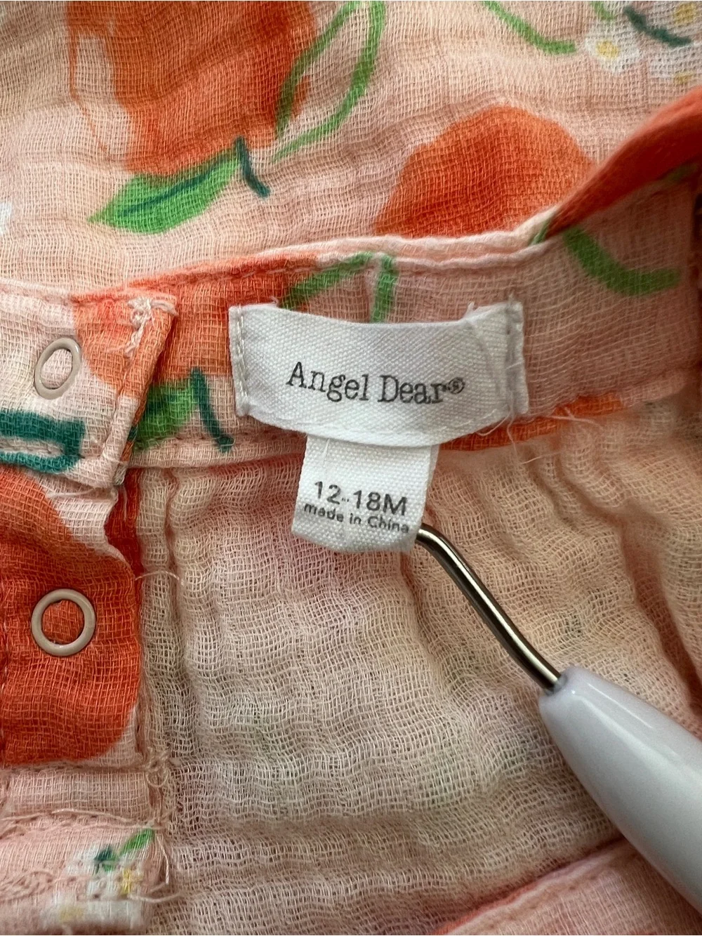 Angel Dear Girls 12-18M Pink Pretty Peaches Muslin Sundress Ruffle Cotton